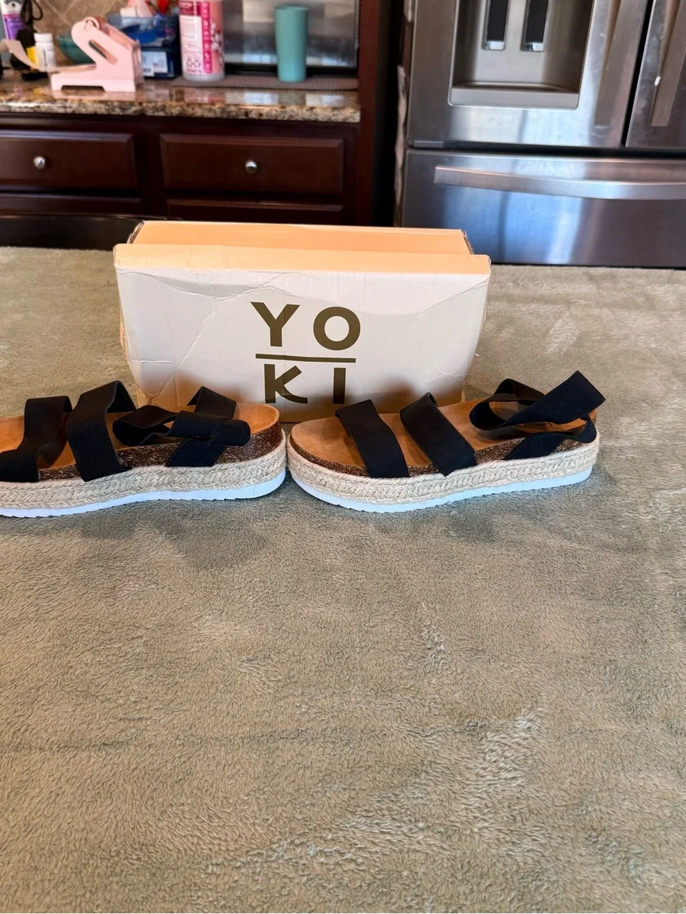 Yoki Chiara-10 Black Espadrille Platform Sandals Women’s Size 7.5